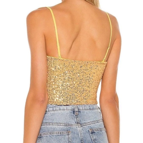 Free people Ta Da sequin embellished crop top in Gold women’s sparkly - Picture 4 of 5